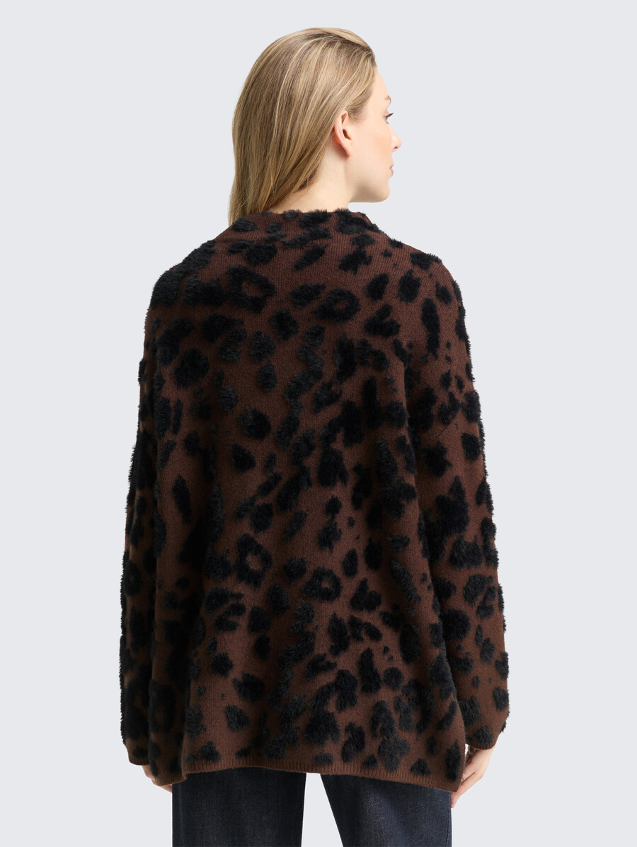 jersey de punto oversize con estampado de leopardo