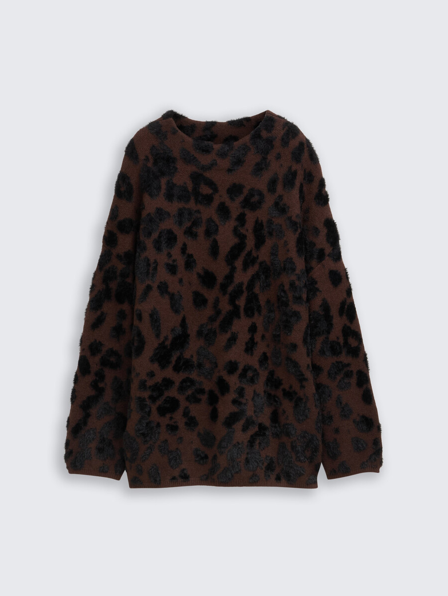 jersey de punto oversize con estampado de leopardo