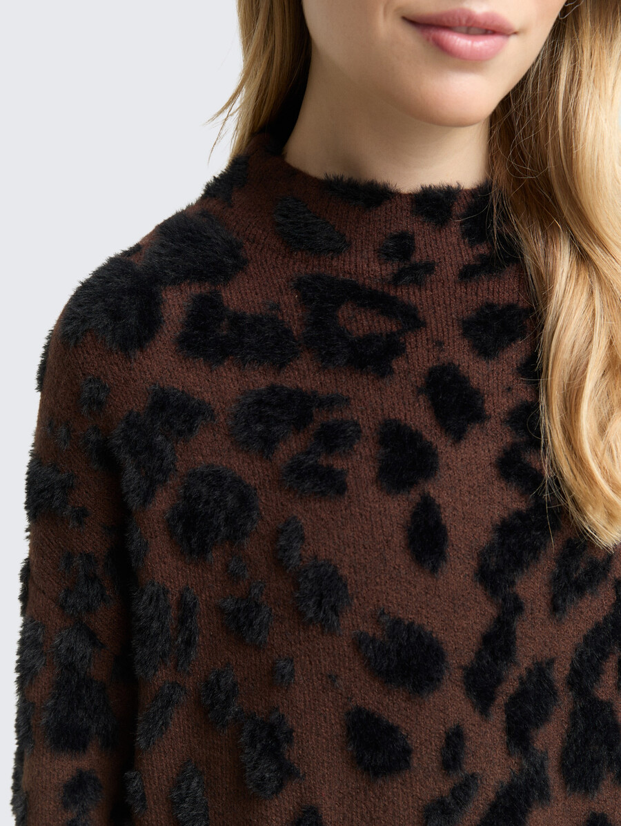 jersey de punto oversize con estampado de leopardo
