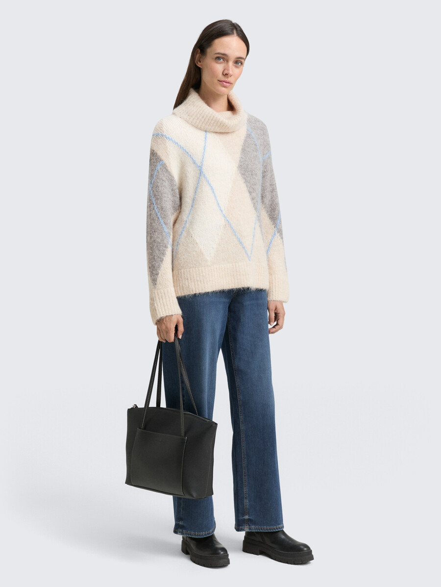 jersey de cuello alto de gran tamaño con contenido de lana