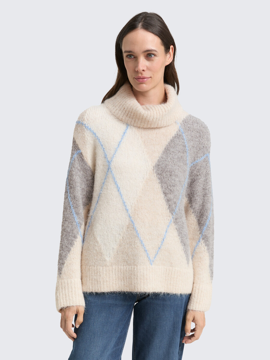 jersey de cuello alto de gran tamaño con contenido de lana
