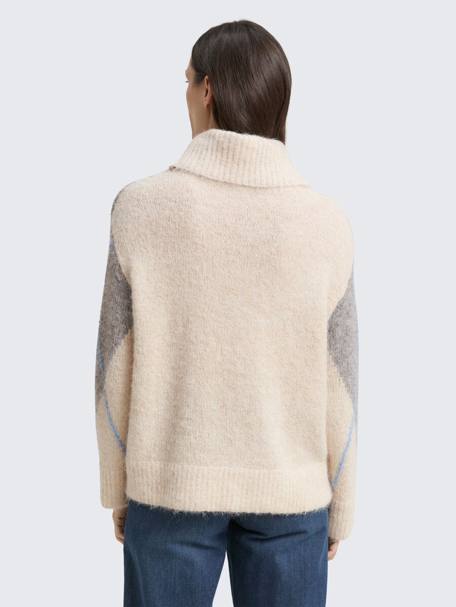 jersey de cuello alto de gran tamaño con contenido de lana