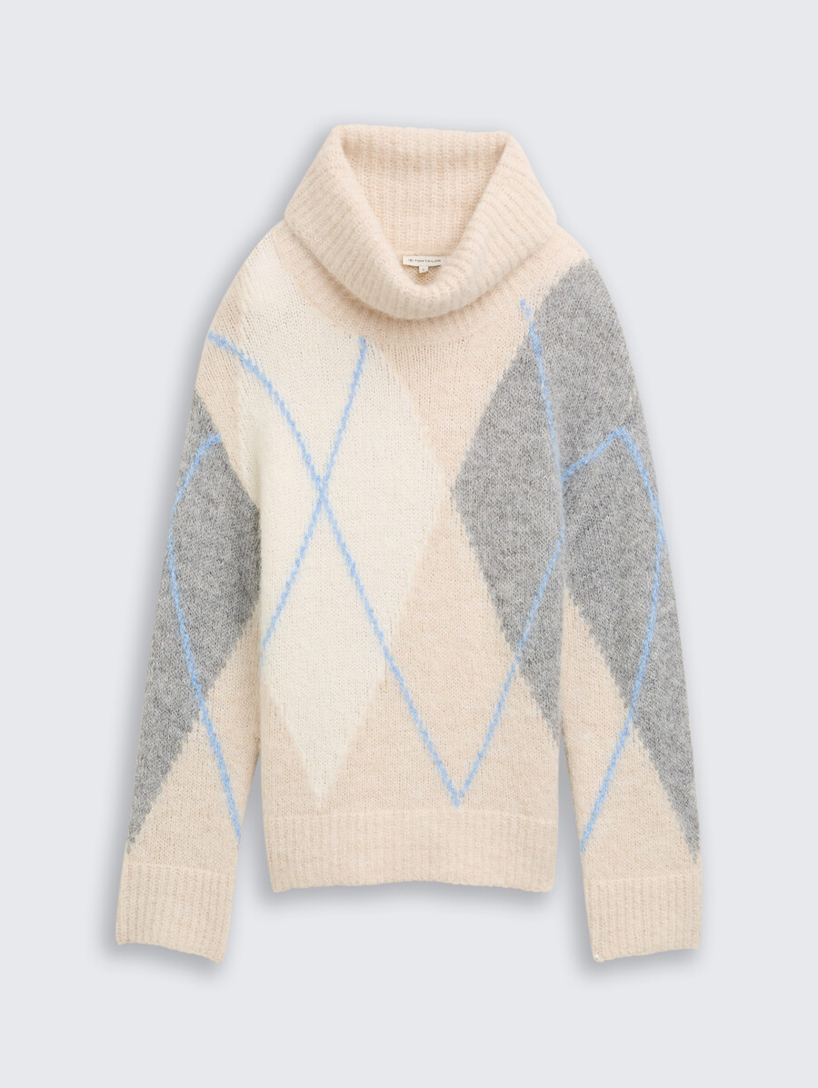jersey de cuello alto de gran tamaño con contenido de lana