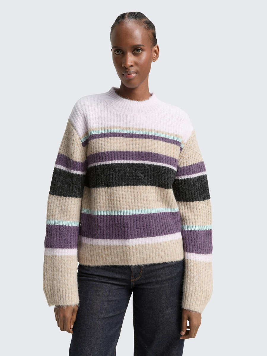 jersey de punto de corte relajado con estampado de rayas