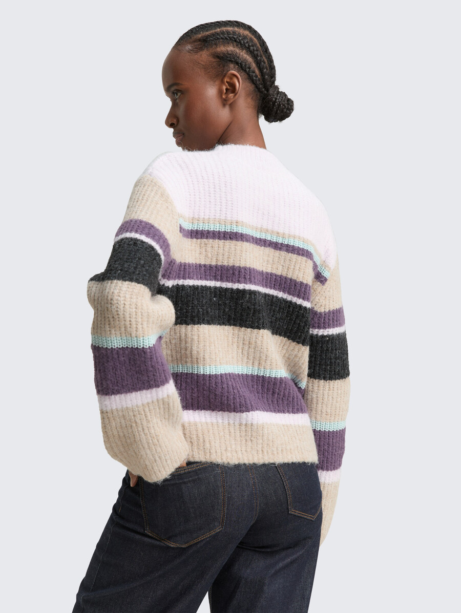 jersey de punto de corte relajado con estampado de rayas