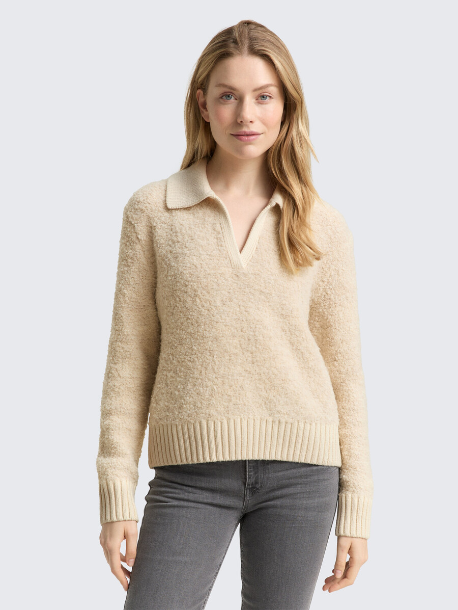 jersey de punto bouclé con cuello