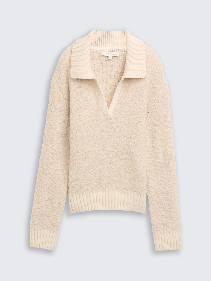 jersey de punto bouclé con cuello