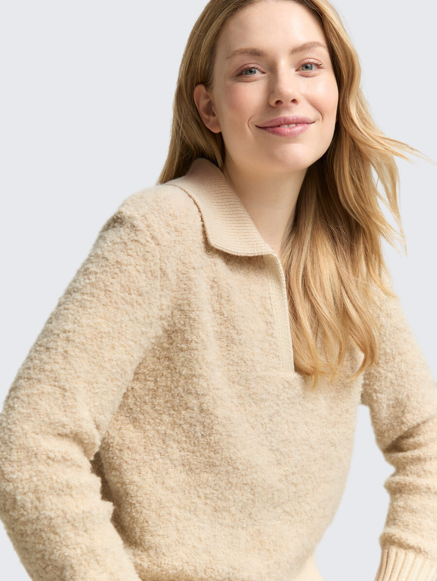 jersey de punto bouclé con cuello