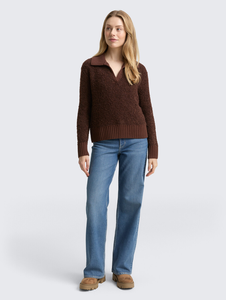 jersey de punto bouclé con cuello