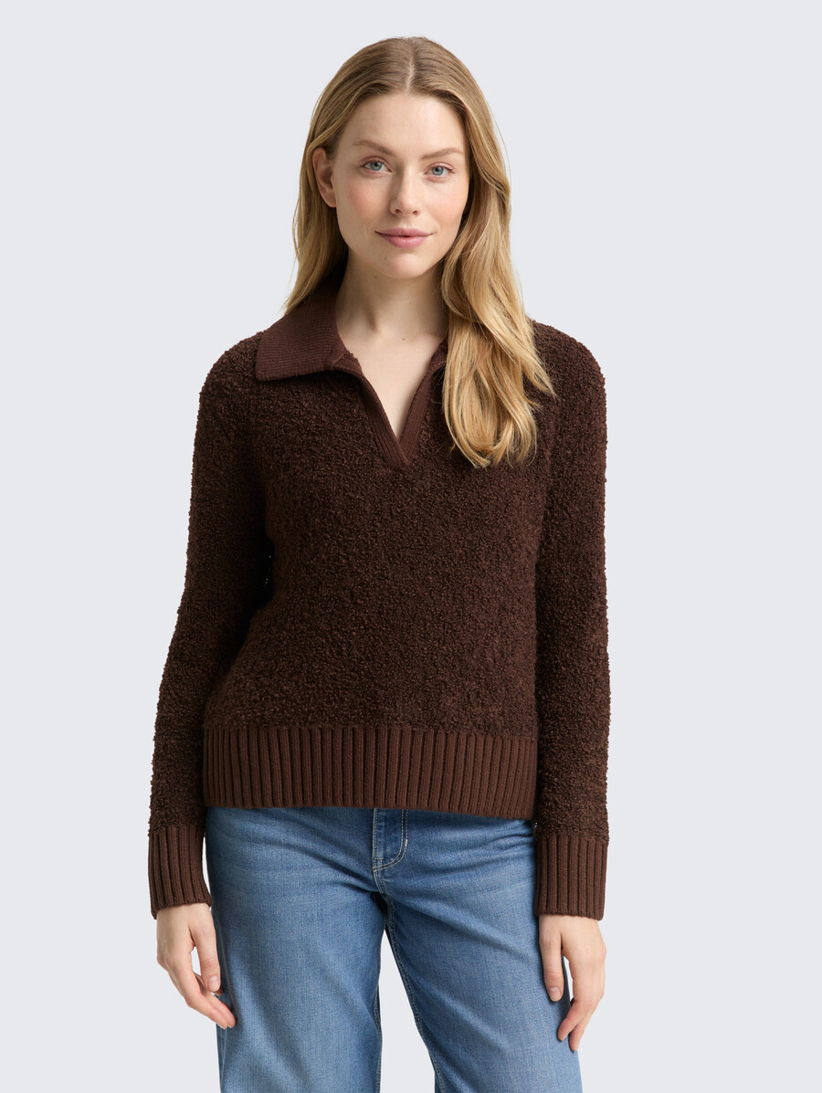 jersey de punto bouclé con cuello