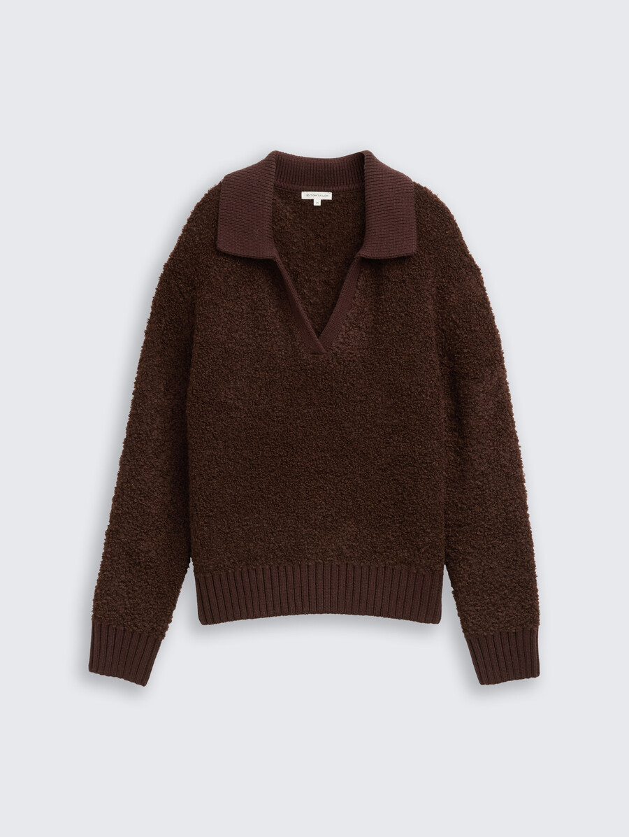 jersey de punto bouclé con cuello