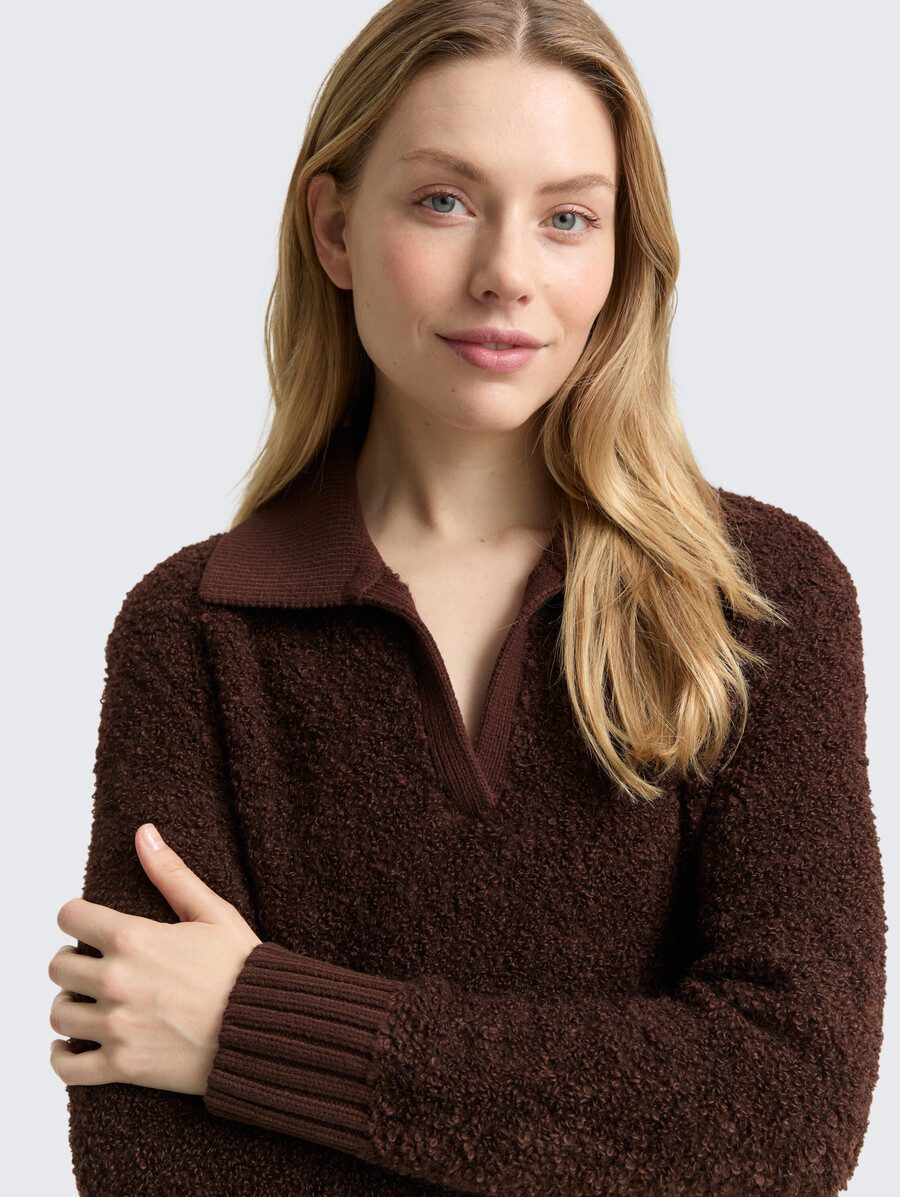 jersey de punto bouclé con cuello