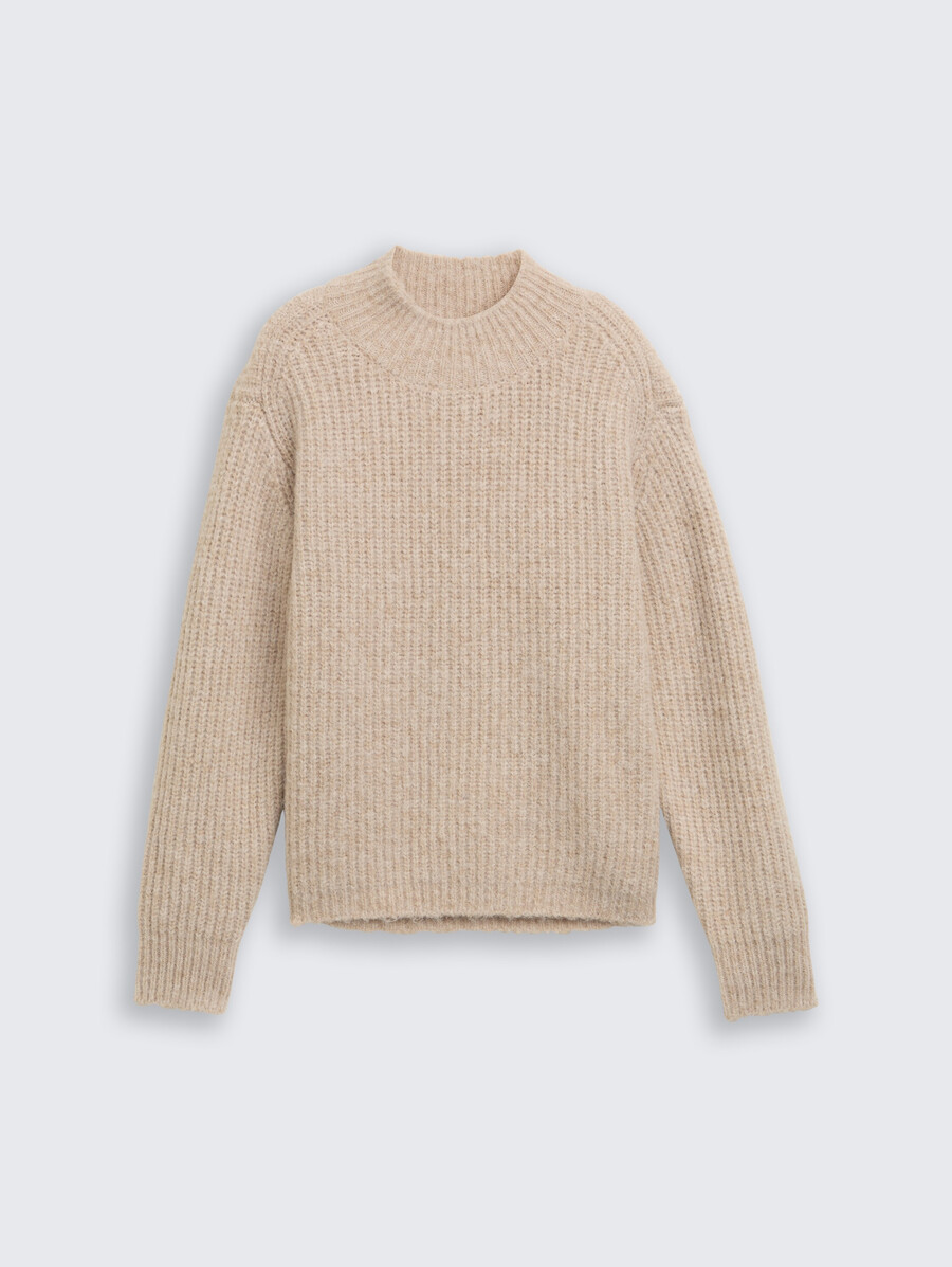 jersey de punto de corte relajado con cuello alto