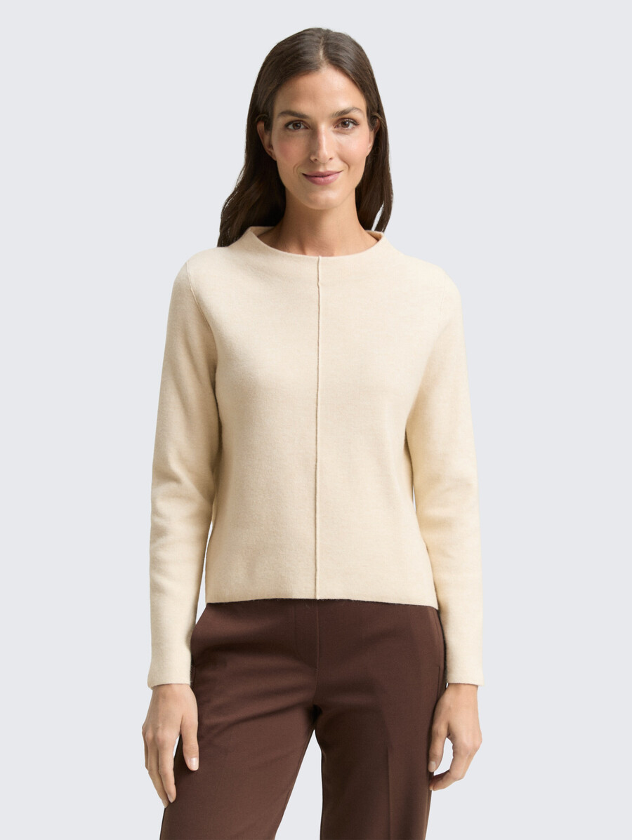 jersey de punto corto con cuello alto