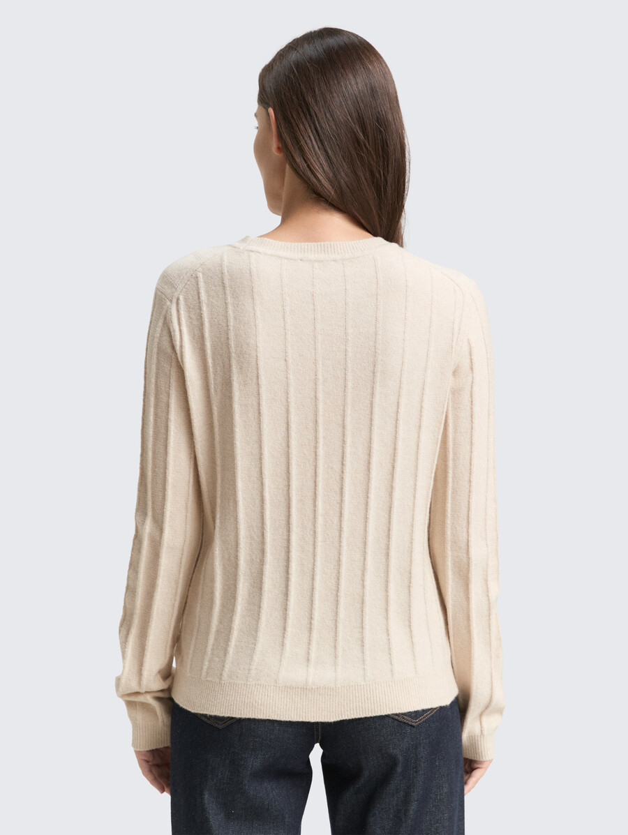jersey de punto acanalado con contenido de lana