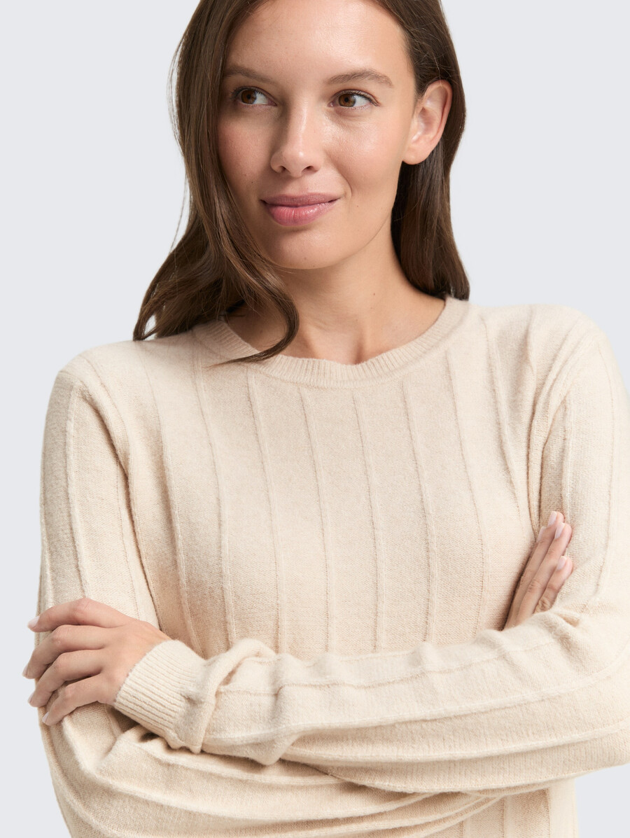 jersey de punto acanalado con contenido de lana