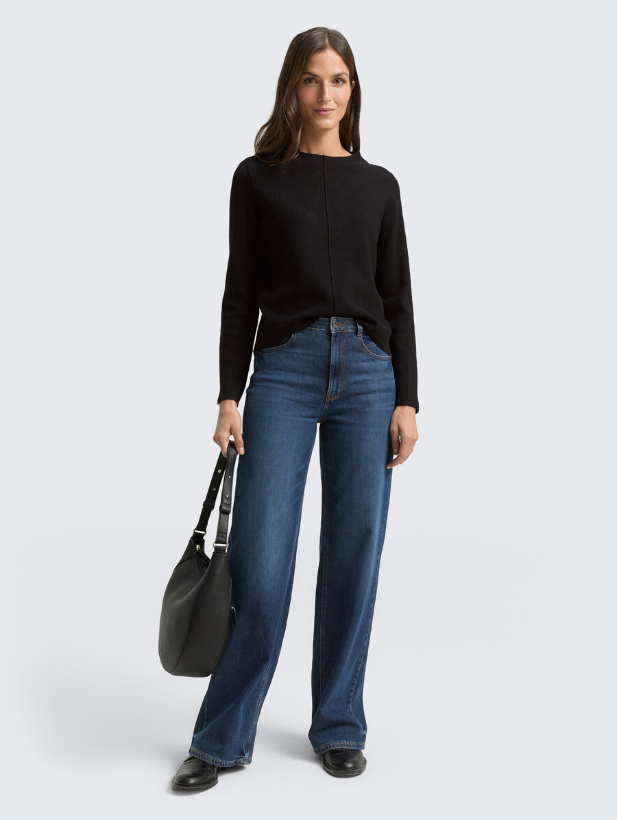 jersey de punto corto con cuello alto