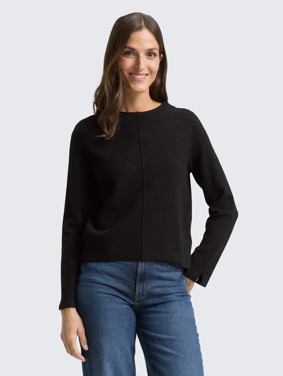 jersey de punto corto con cuello alto