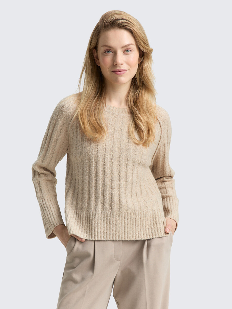 jersey de punto bouclé con porcentaje de lana