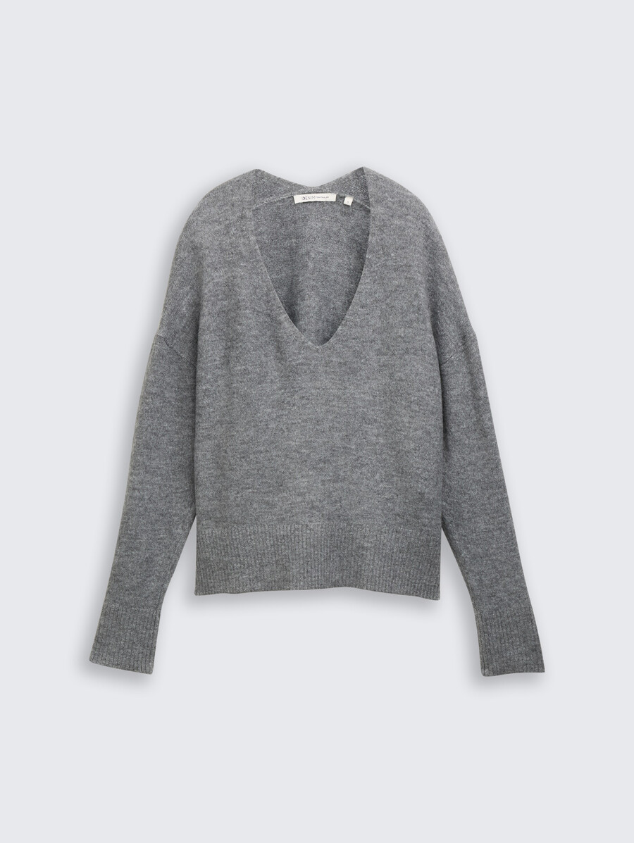 jersey de punto de corte relajado con cuello en v