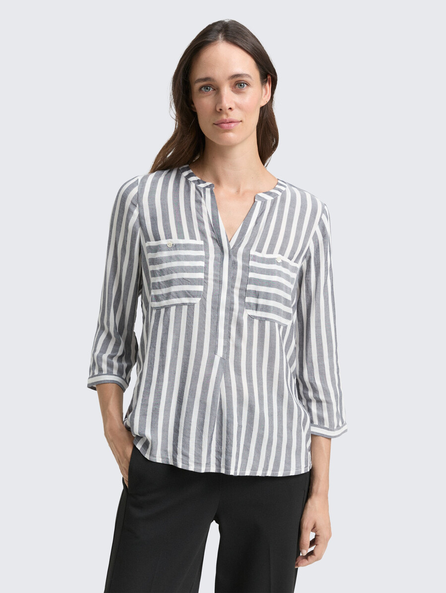 blusa de rayas con bolsillos