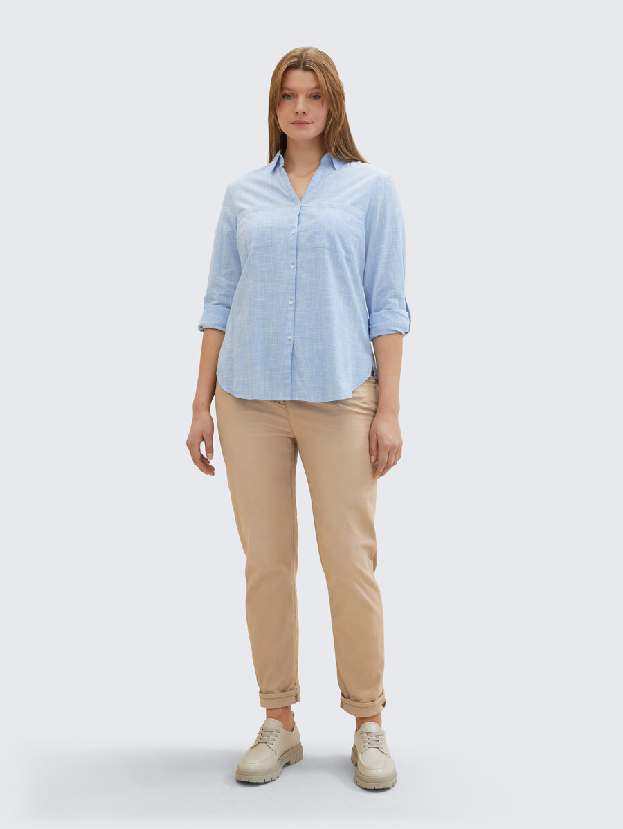 talla grande - blusa con bolsillos en el pecho