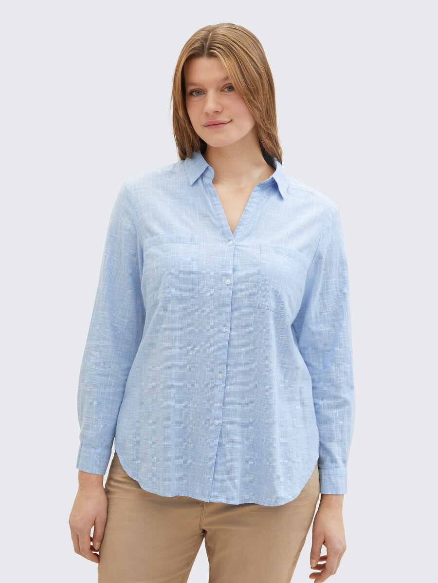 talla grande - blusa con bolsillos en el pecho