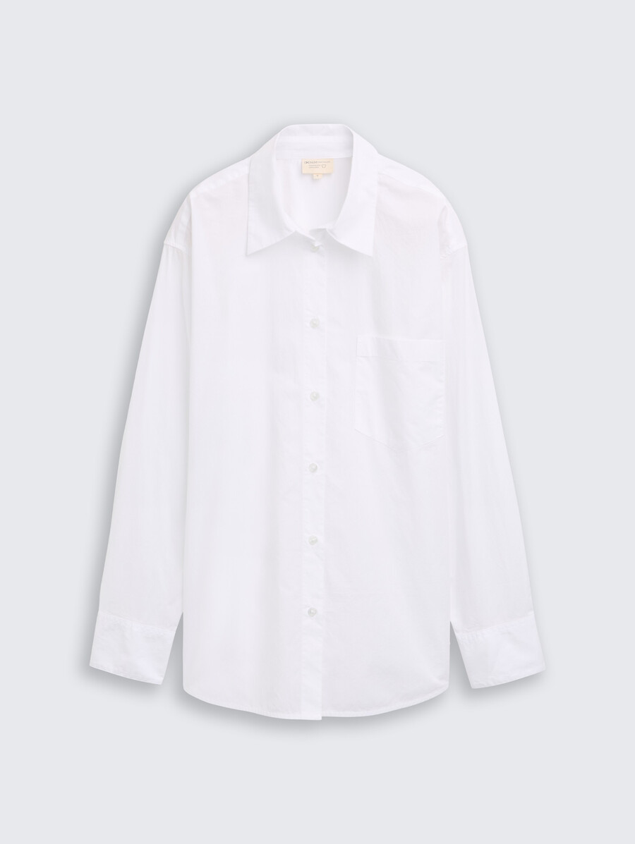 blusa camisera oversize con bolsillo en el pecho