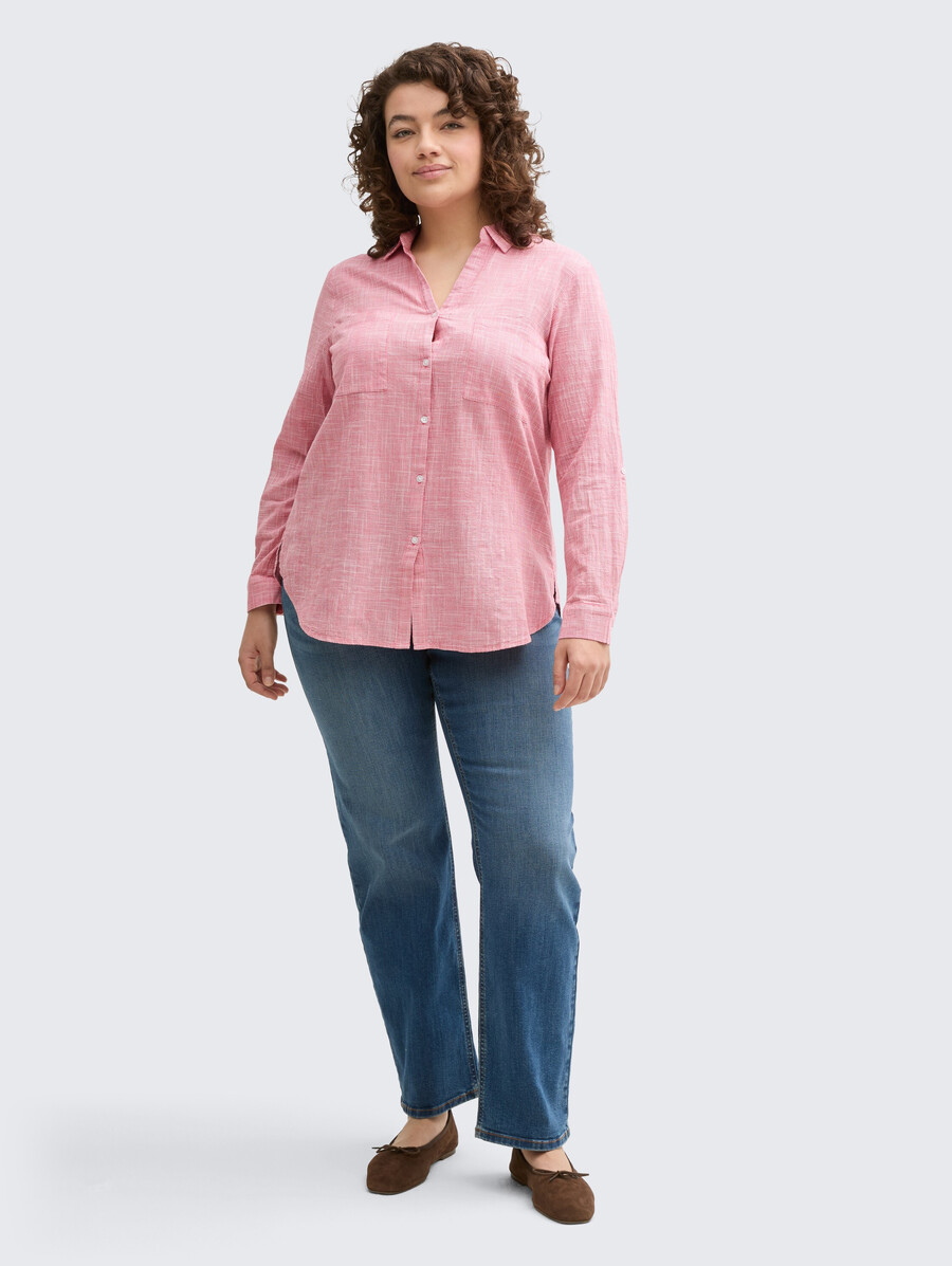 talla grande - blusa con bolsillos en el pecho