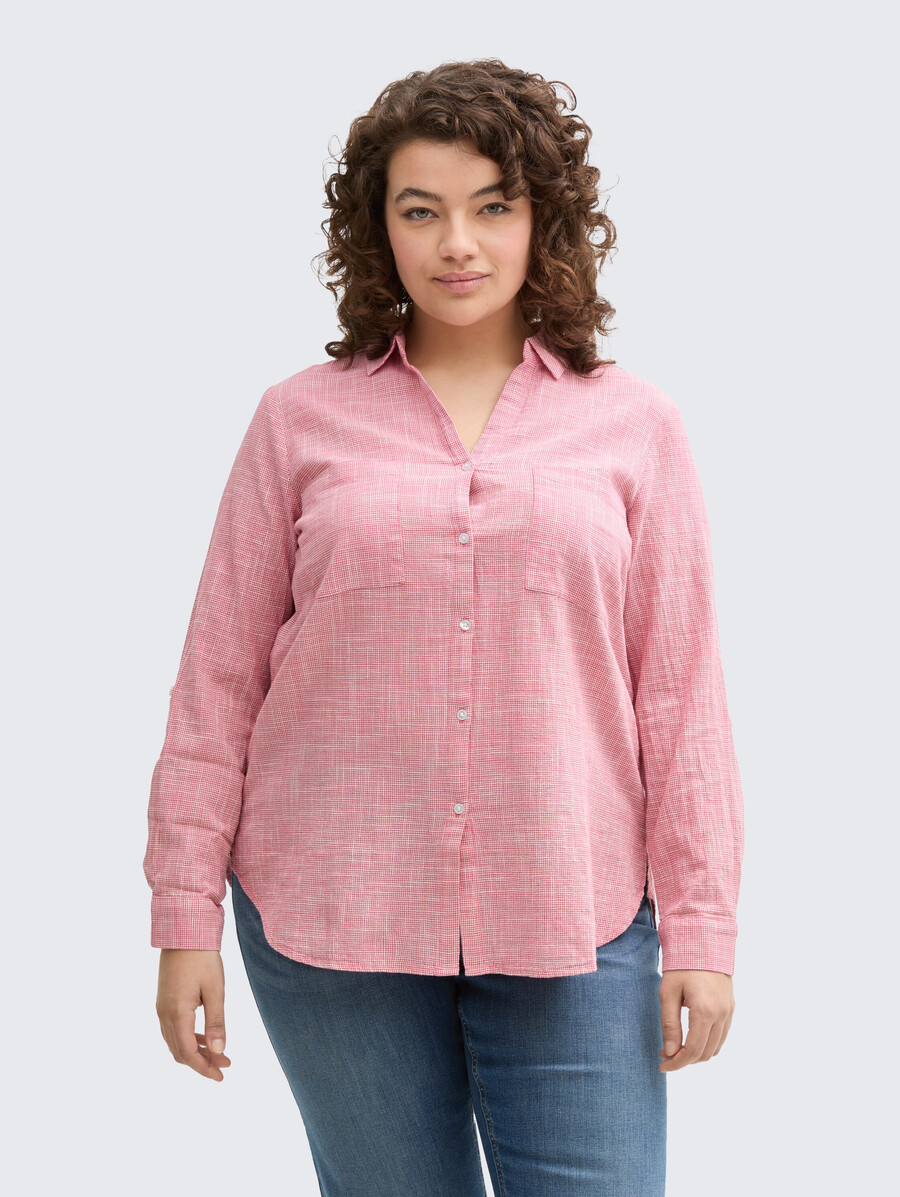 talla grande - blusa con bolsillos en el pecho