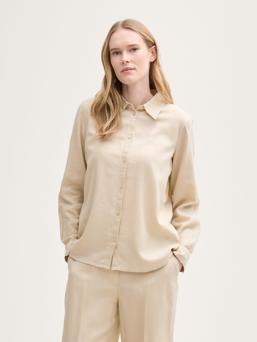 blusa camisera con contenido de lino