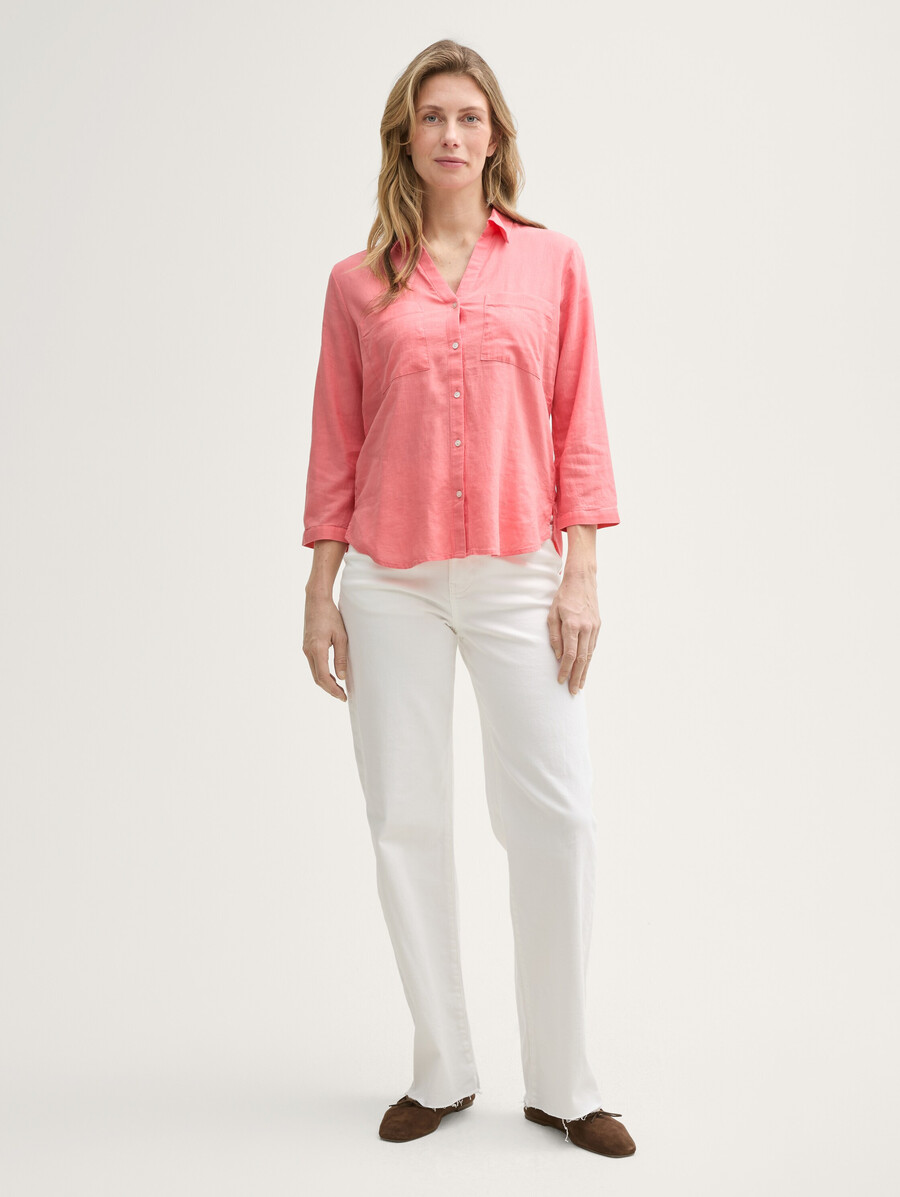 blusa camisera con contenido de lino