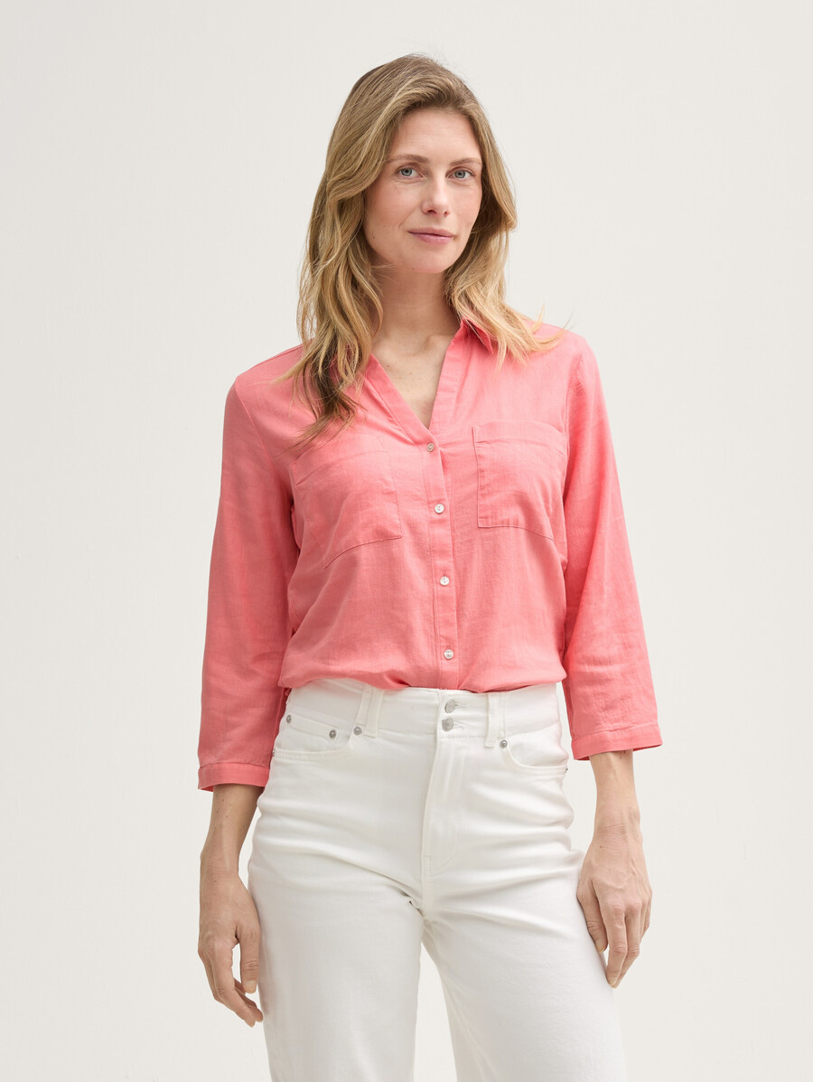blusa camisera con contenido de lino
