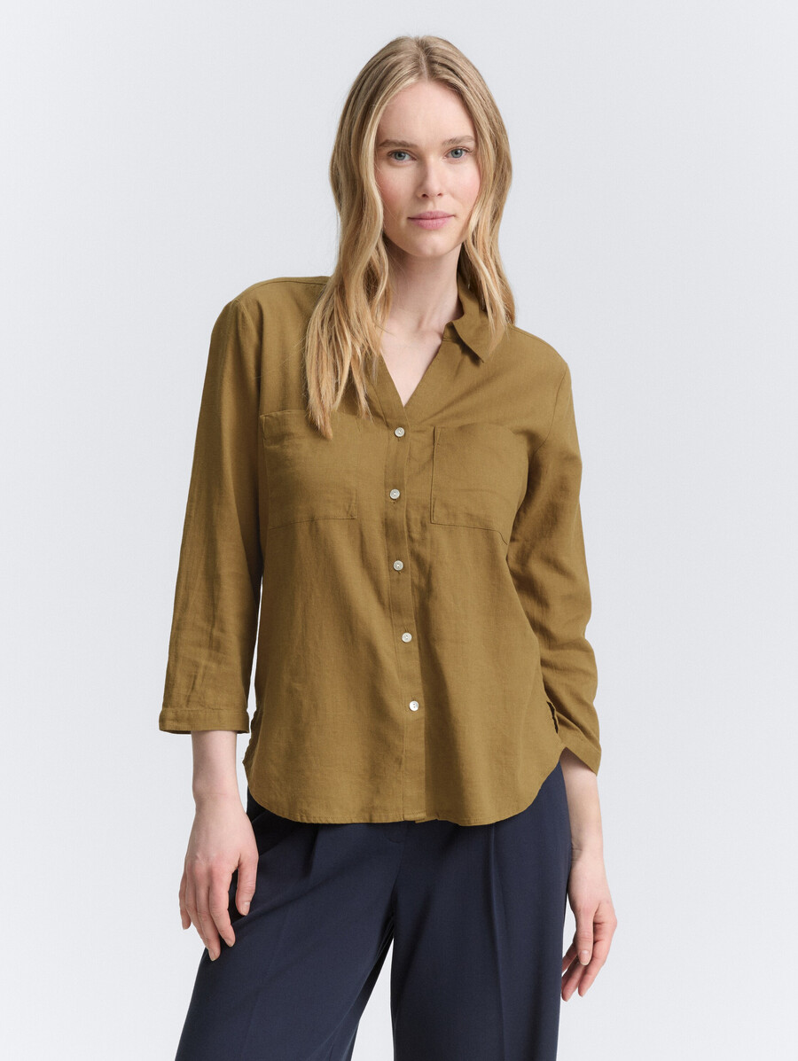 blusa camisera con contenido de lino