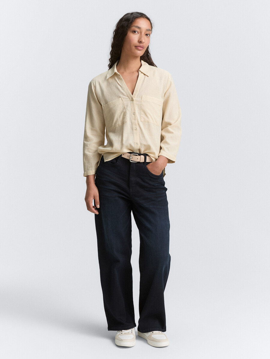 blusa camisera con contenido de lino