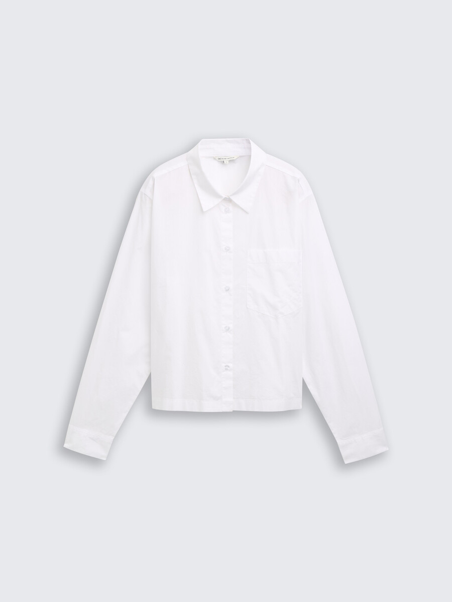blusa camisera de corte cuadrado con bolsillo en el pecho