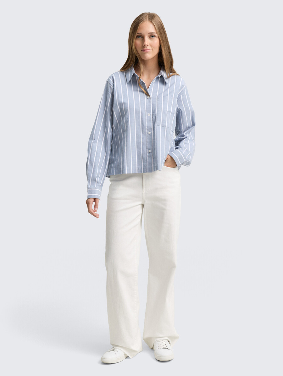 blusa camisera de corte cuadrado con estampado de rayas