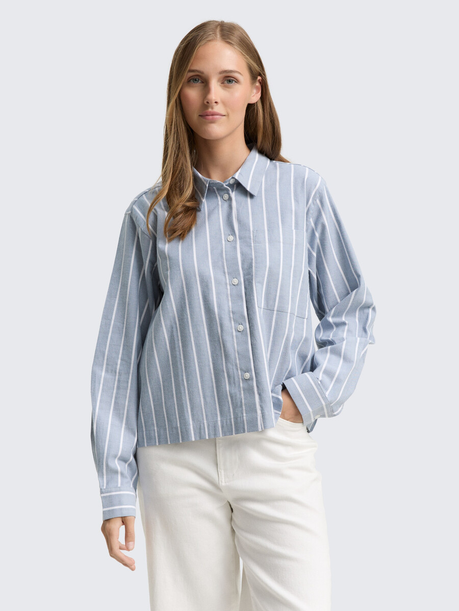 blusa camisera de corte cuadrado con estampado de rayas
