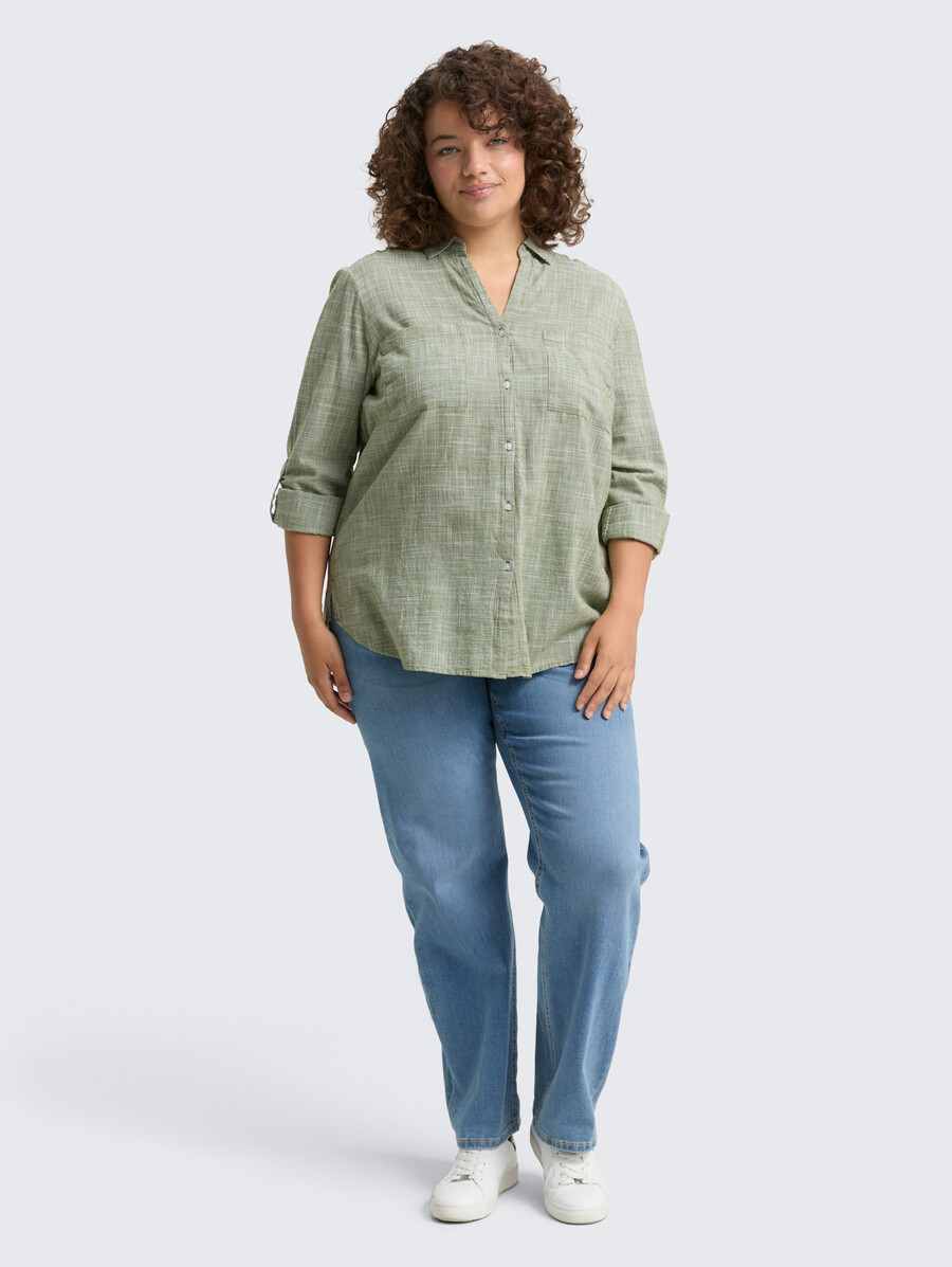 talla grande - blusa con bolsillos en el pecho