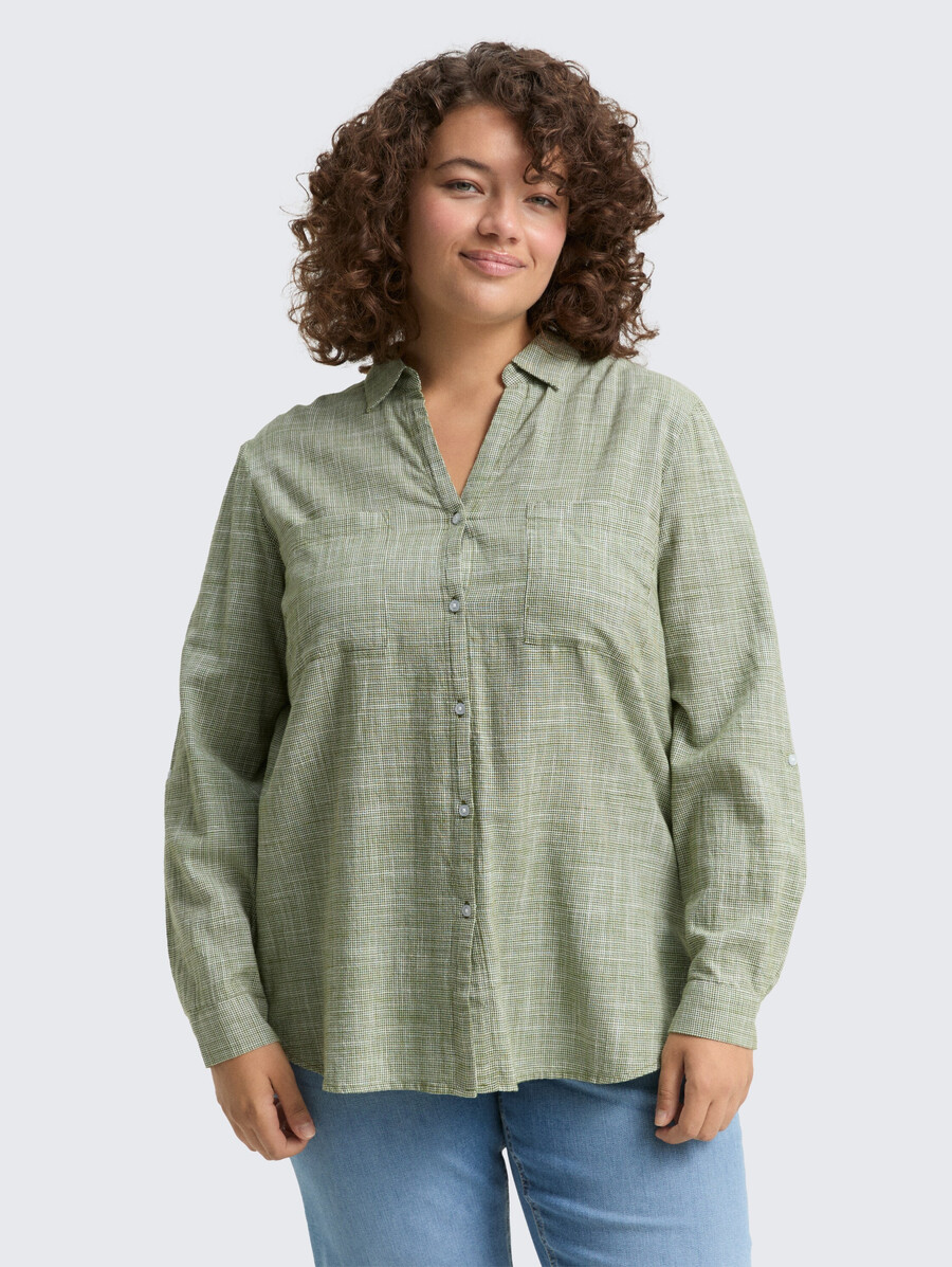 talla grande - blusa con bolsillos en el pecho