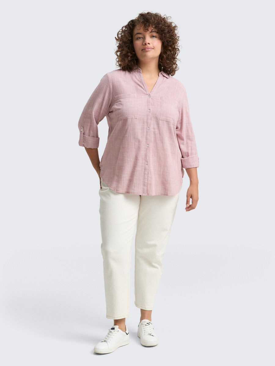 talla grande - blusa con bolsillos en el pecho