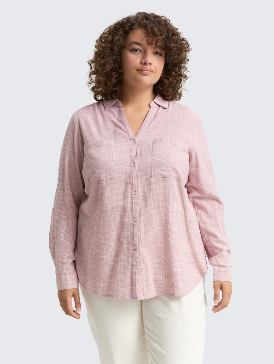 talla grande - blusa con bolsillos en el pecho
