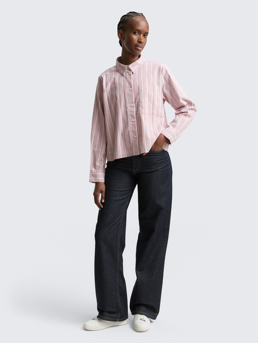 blusa camisera de corte cuadrado con estampado de rayas