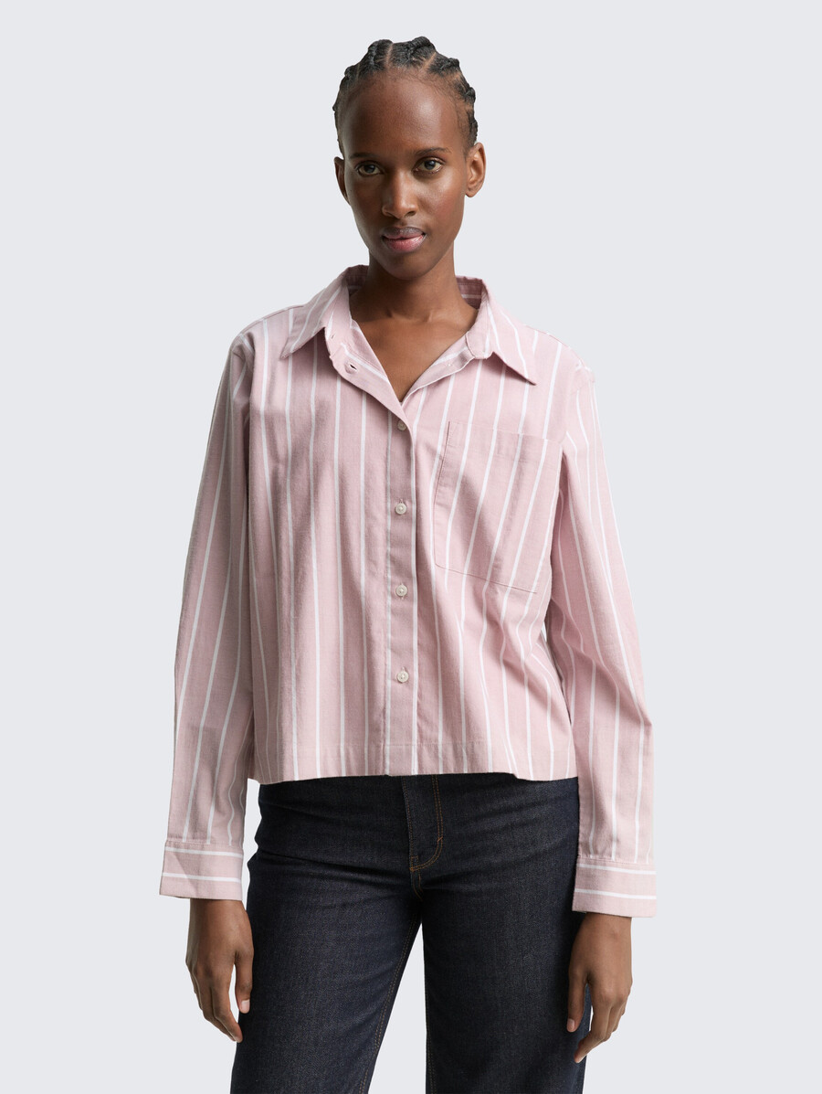 blusa camisera de corte cuadrado con estampado de rayas