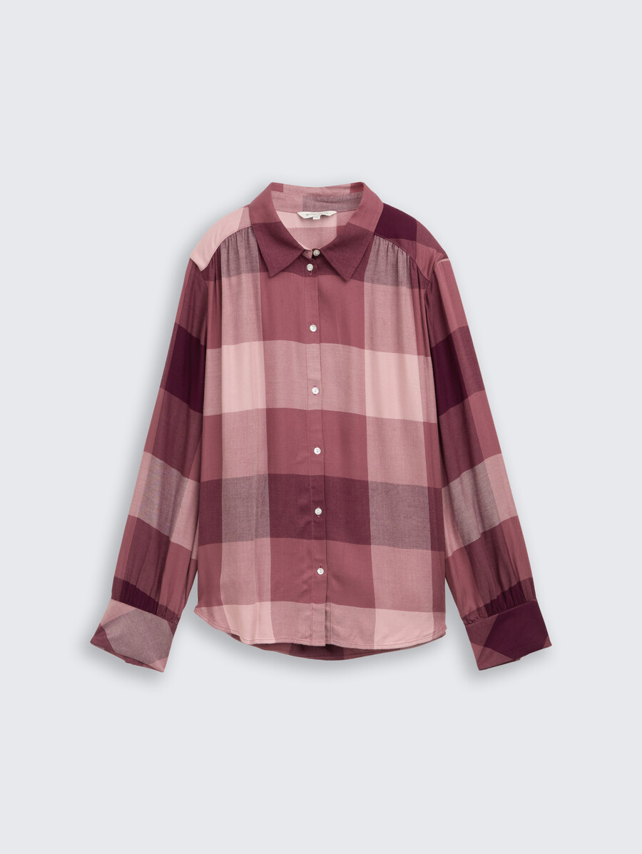 blusa camisera con estampado de cuadros