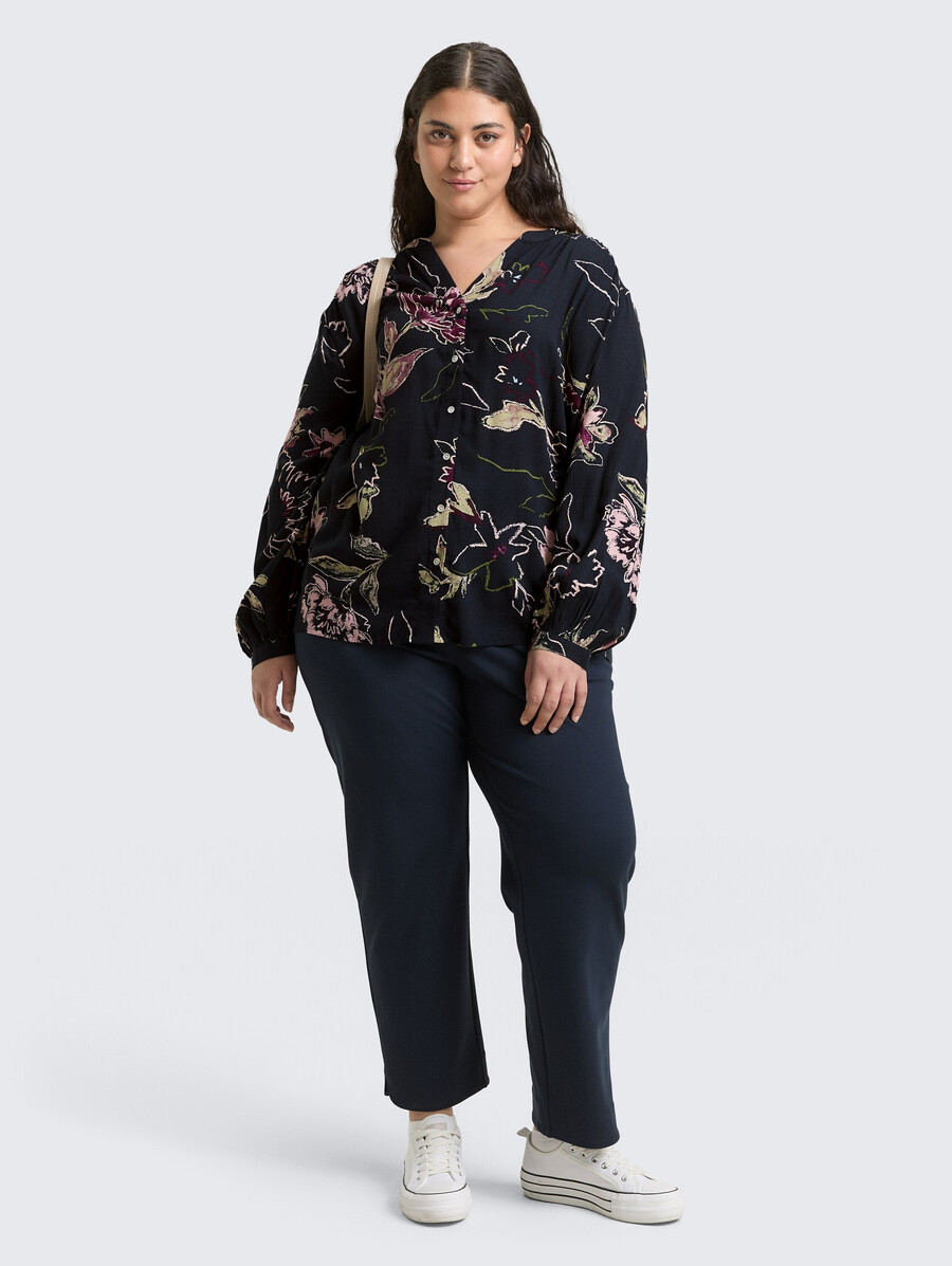 talla grande - blusa holgada con estampado floral