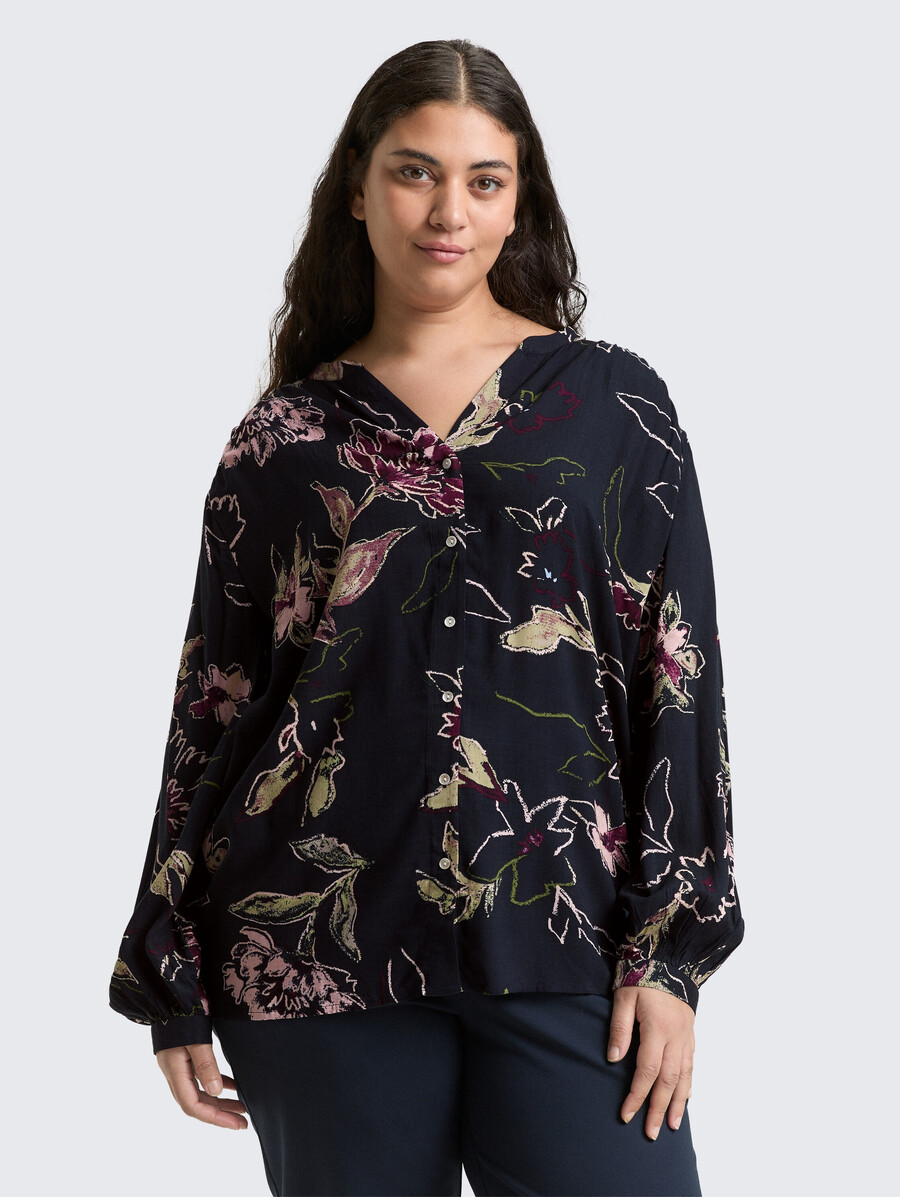 talla grande - blusa holgada con estampado floral