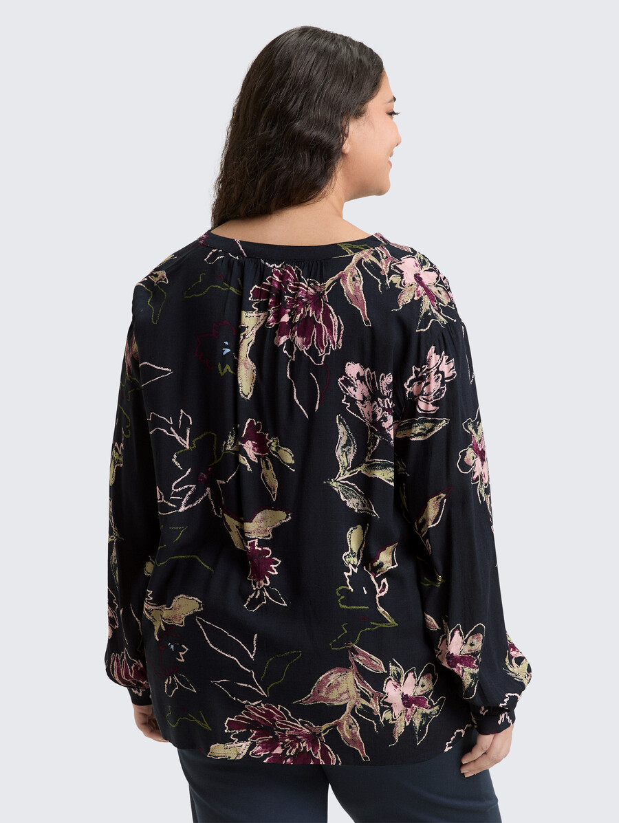 talla grande - blusa holgada con estampado floral