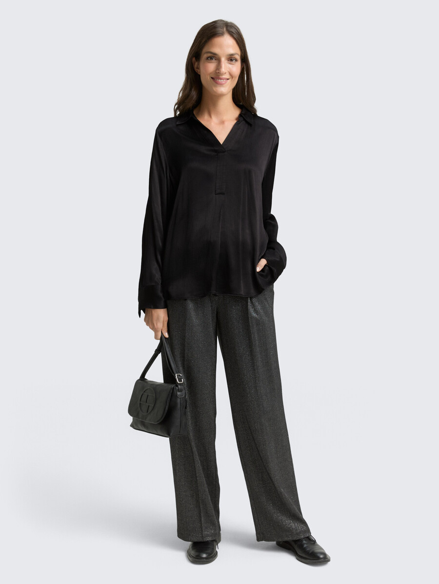 blusa de satén arrugado