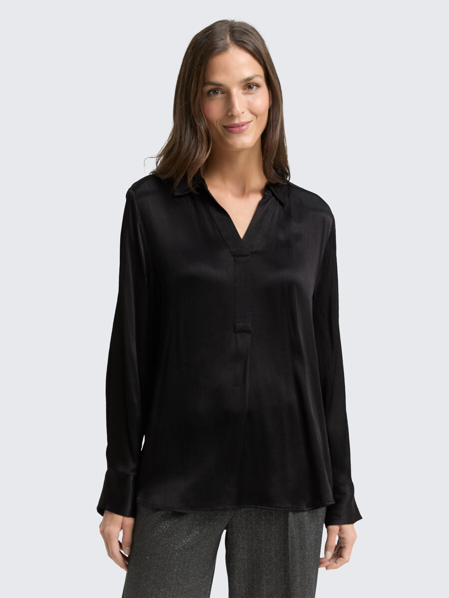 blusa de satén arrugado